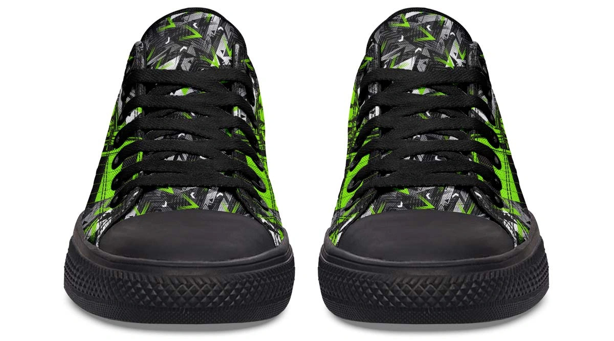 Moss Green Polygon Deadlift Art Sneakers - Geometric Gym Shoes - Image 4