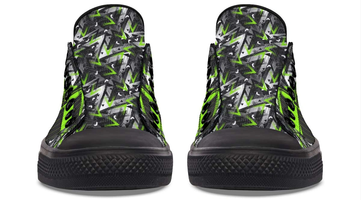 Moss Green Polygon Deadlift Art Sneakers - Geometric Gym Shoes - Image 5