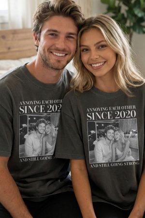 Annoying Each Other ... And Still Going Strong - Vintage Version - Personalized Photo Couple Matching Comfort Tee
