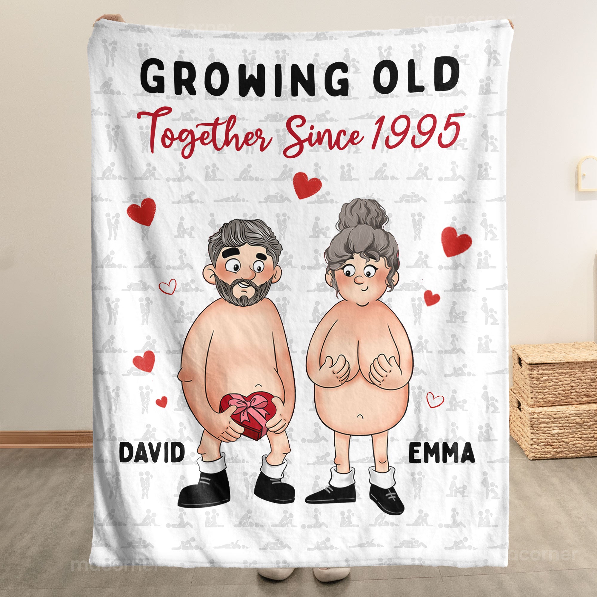 Growing Old Together Since Naughty Couple - Personalized Blanket Big Size