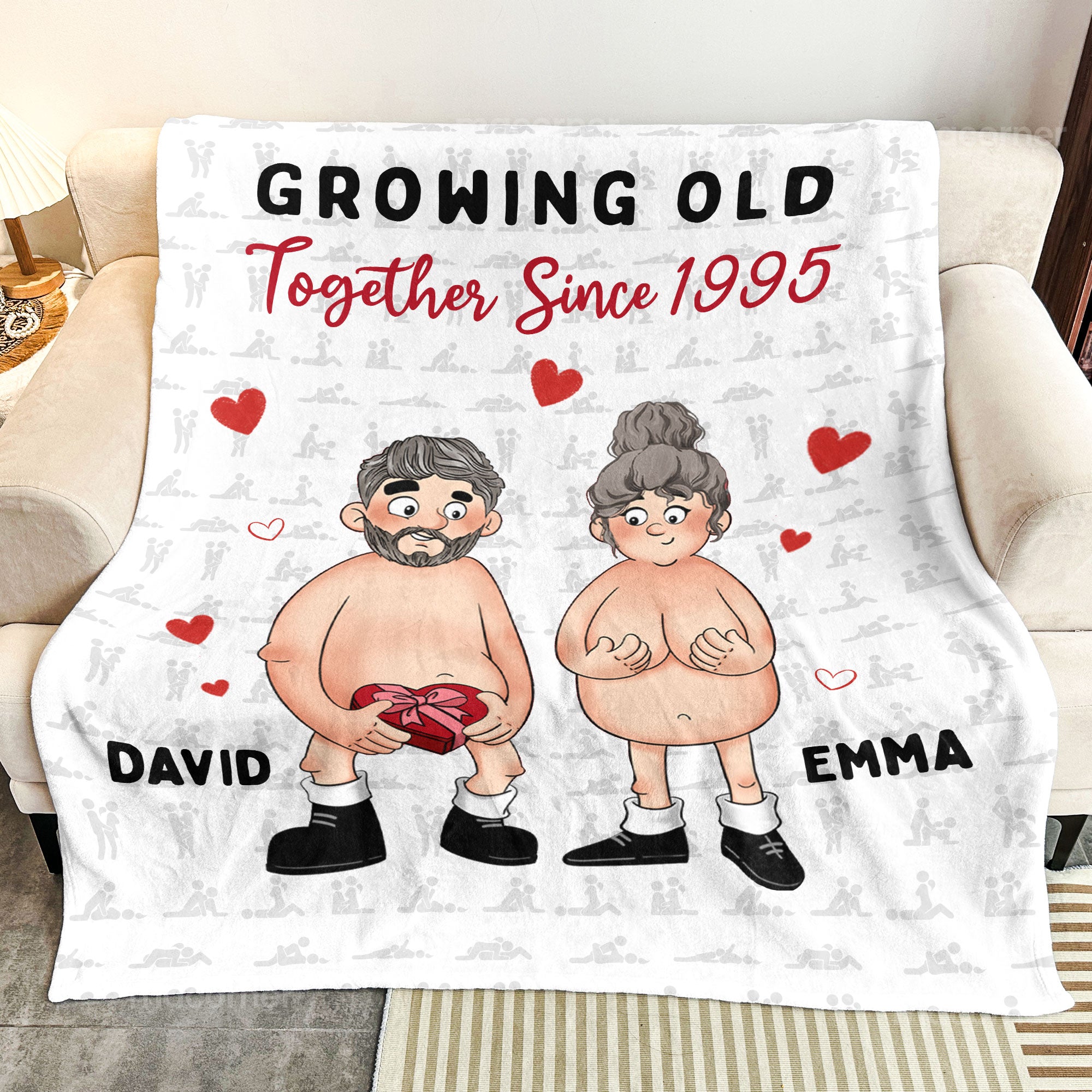 Growing Old Together Since Naughty Couple - Personalized Blanket Big Size - Image 3
