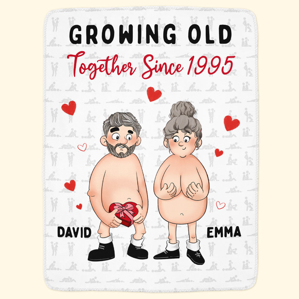 Growing Old Together Since Naughty Couple - Personalized Blanket Big Size - Image 5