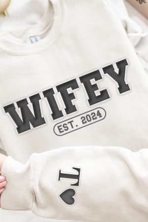 Hubby & Wifey Est. - Personalized Puff Print Sweatshirt