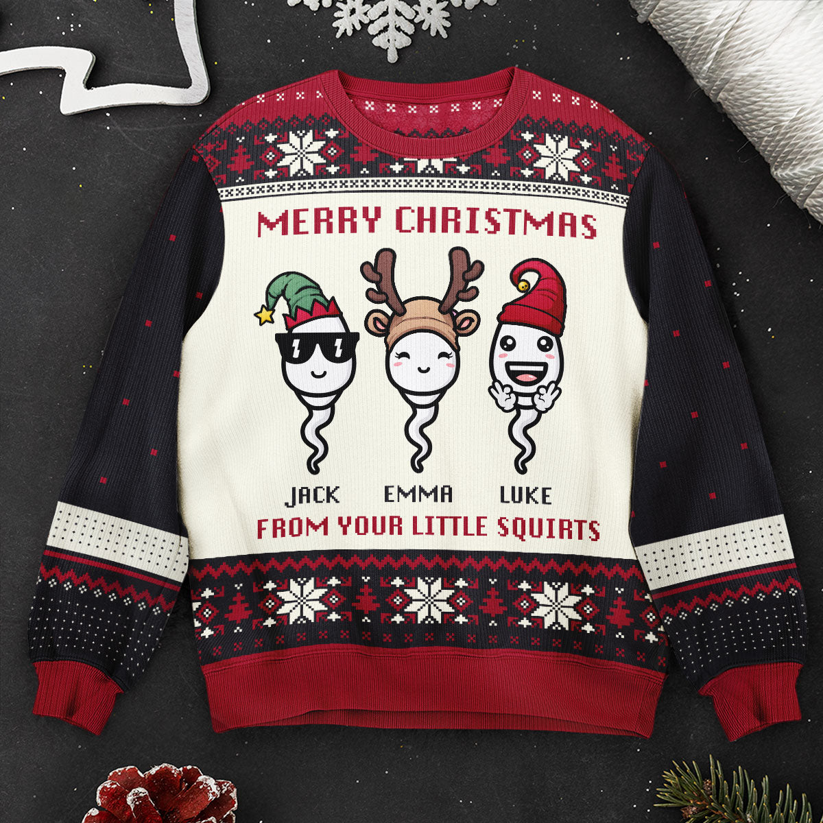 Merry Christmas From Your Little Squirts - Personalized Ugly Sweater - Image 2