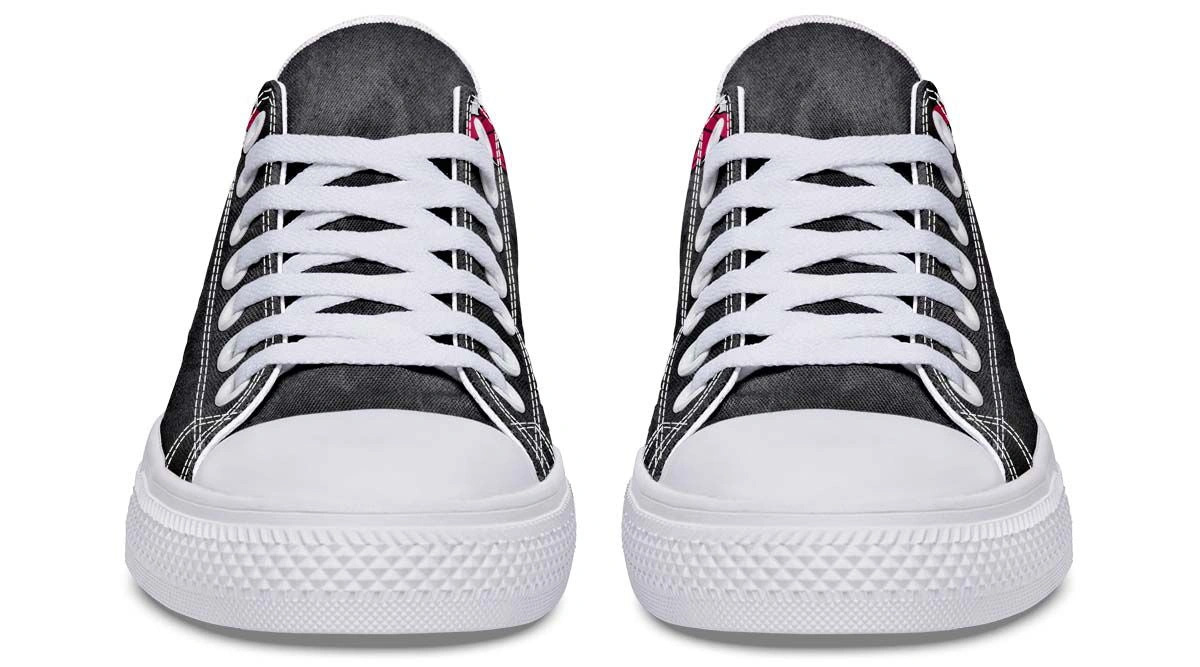 Pink Ribbon Lady Skull Lowtop Fashion Sneakers - Image 5