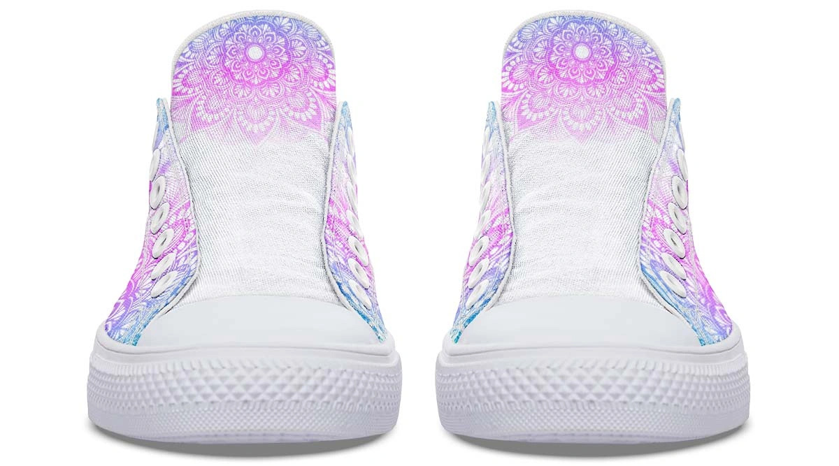 Mandala Skull Print White Low-Top Fashion Sneakers - Image 5