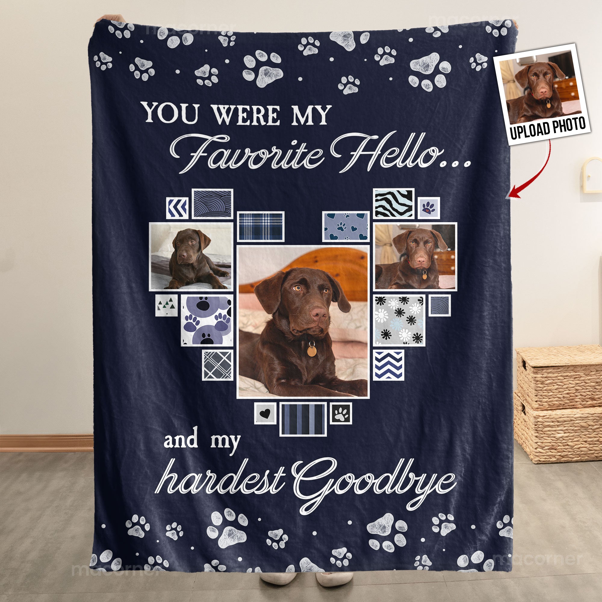 You Were My Favorite Hello Pet Loss - Personalized Photo Blanket Big Size
