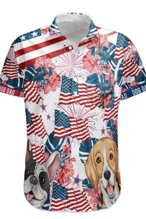 Dog Dad Patriotic America 4th Of July - Personalized Hawaiian Shirt