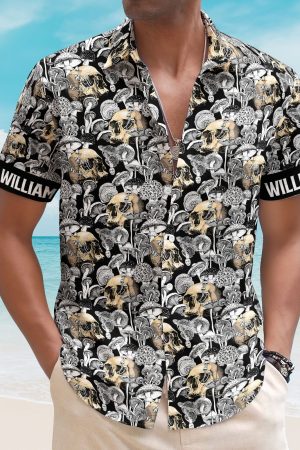 Custom Name With Magic Poisonous Mushroom And Skull - Custom Hawaiian Shirts