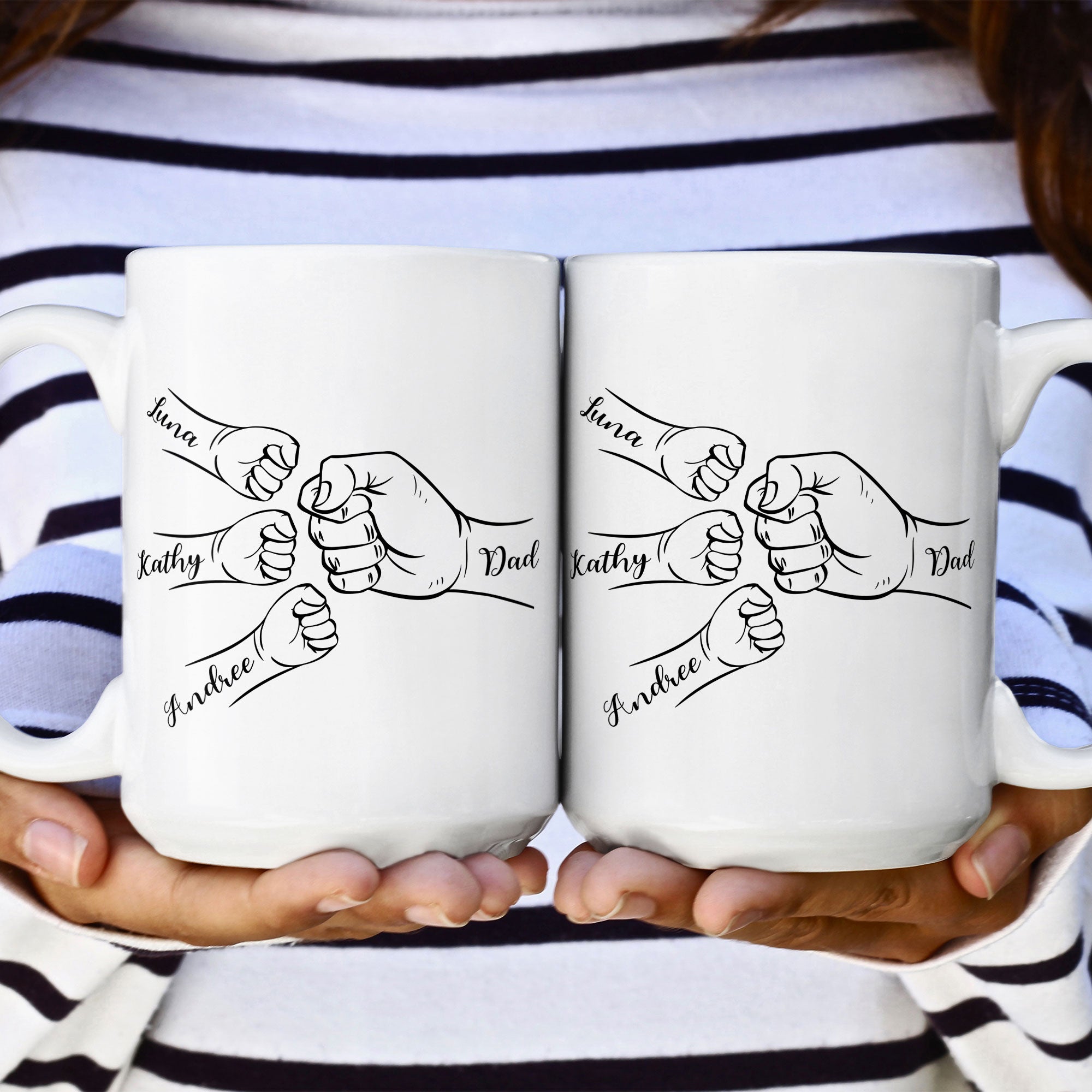 Dad Hand Bumps Custom Kids' Names - Personalized Mug - Image 3
