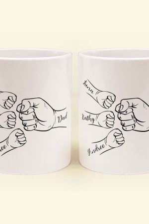 Dad Hand Bumps Custom Kids' Names - Personalized Mug