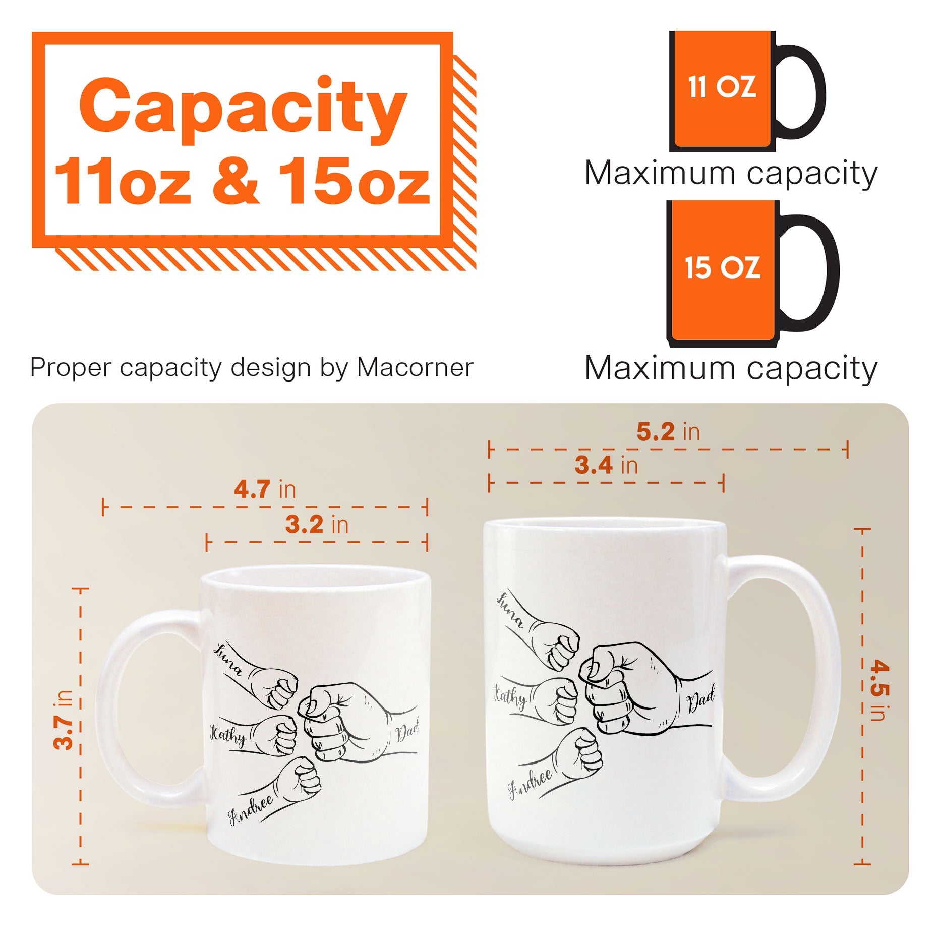 Dad Hand Bumps Custom Kids' Names - Personalized Mug - Image 6