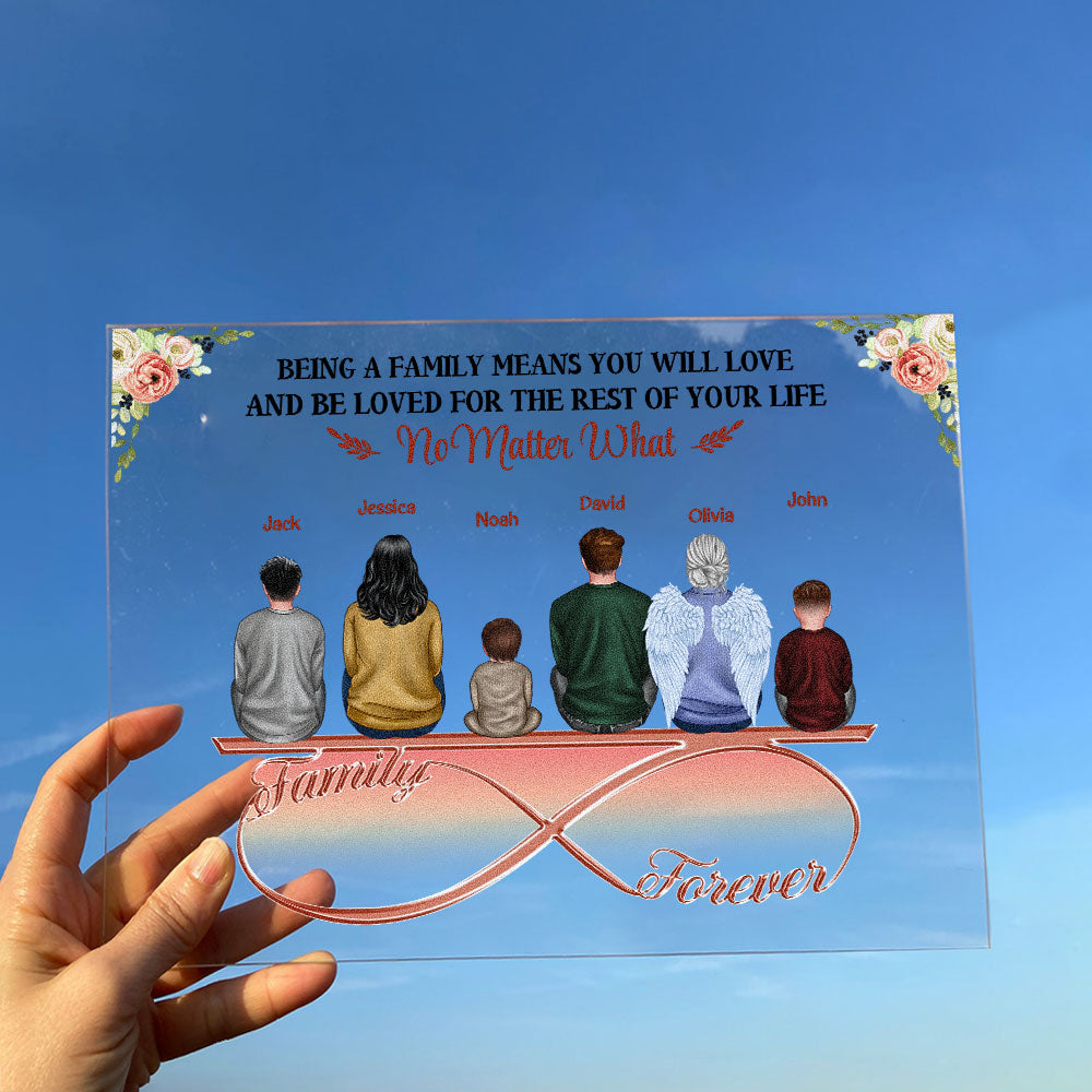 Family Where Love Never Ends - Personalized Acrylic Plaque - Image 4