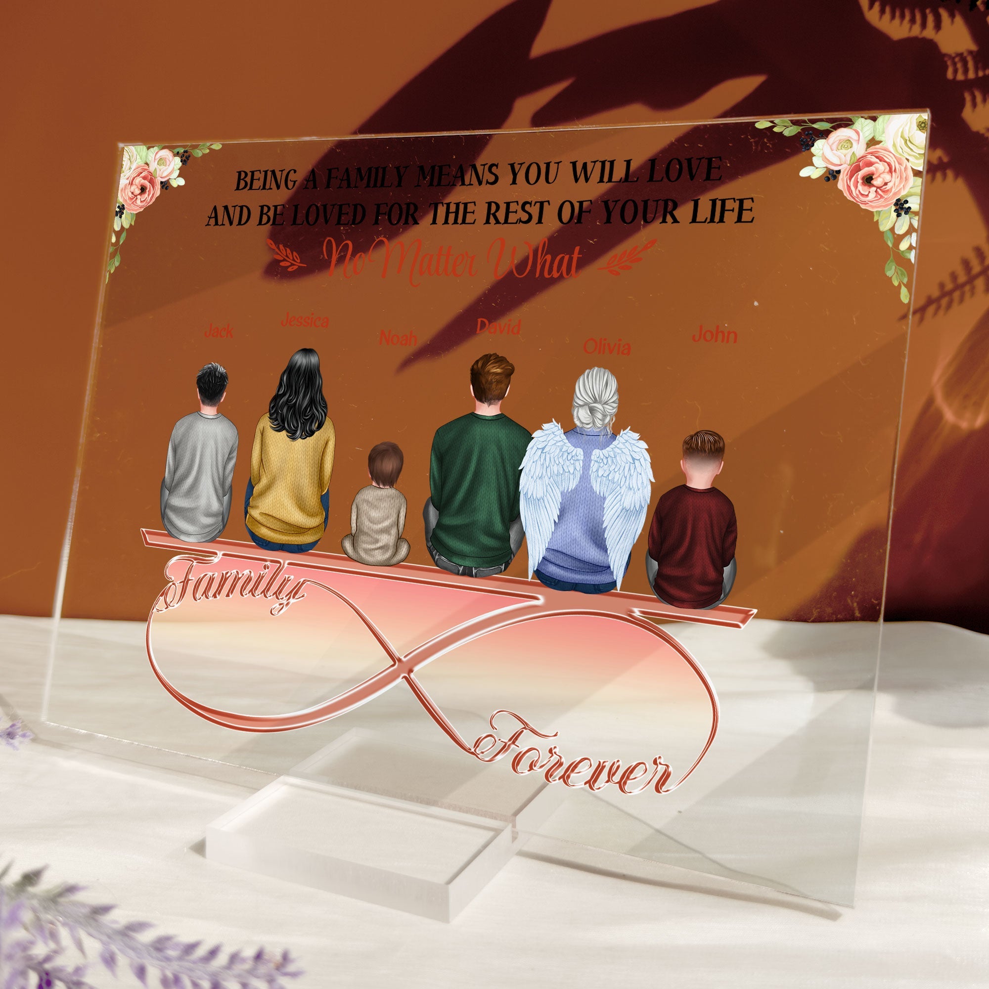 Family Where Love Never Ends - Personalized Acrylic Plaque - Image 5
