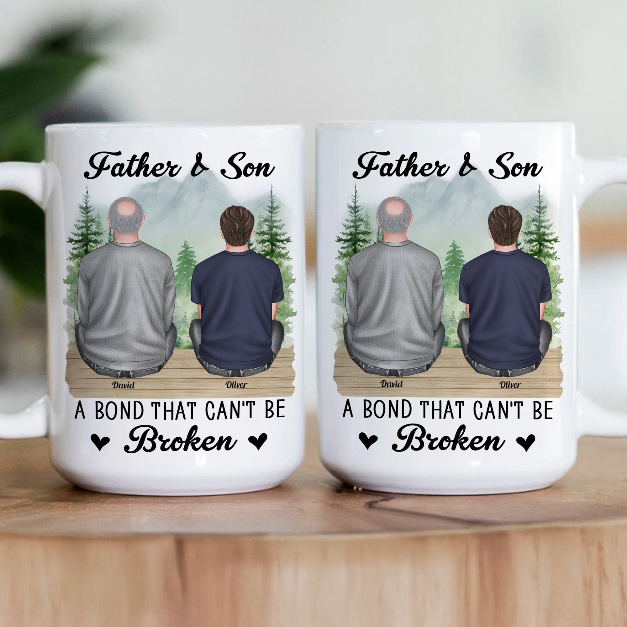 Father & Daughter, Son A Bond That Can't Be Broken - Personalized Mug - Image 4