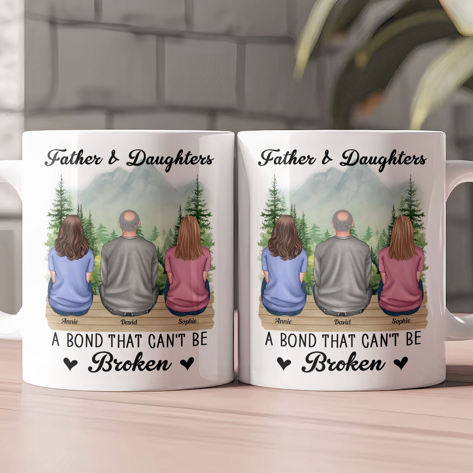 Father & Daughter, Son A Bond That Can't Be Broken - Personalized Mug - Image 2
