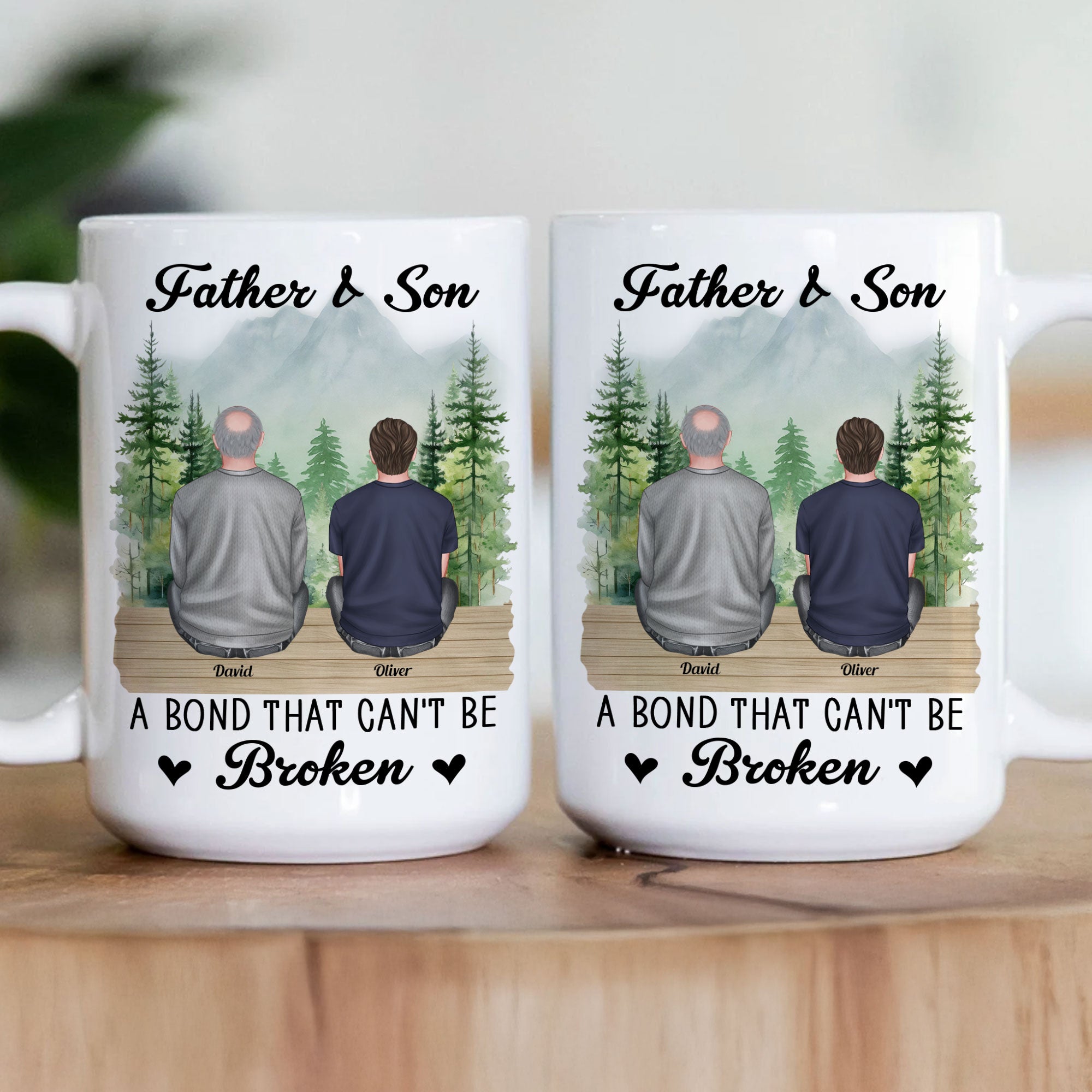 Father & Daughter, Son A Bond That Can't Be Broken - Personalized Mug - Image 3