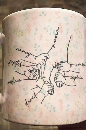 Grandma Grandkids Hand In Hand Xmas Mug Holiday Gift For Mama Nana - Personalized Mug
