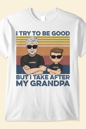 I Used To Be Good But Take After Grandpa - Personalized Youth Tee - Christmas Gift For Grandchildren