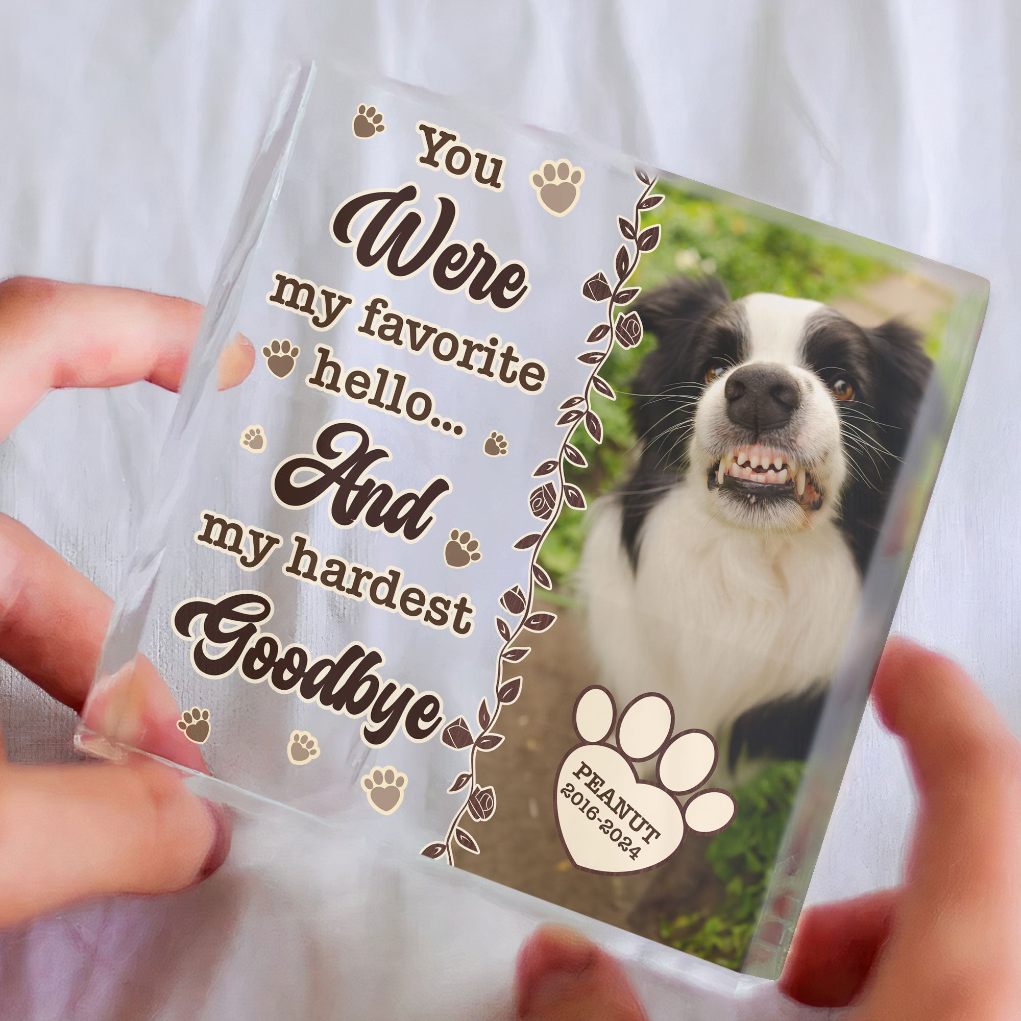 Pet Loss You Were My Favorite Hello - Personalized Acrylic Photo Plaque - Image 2