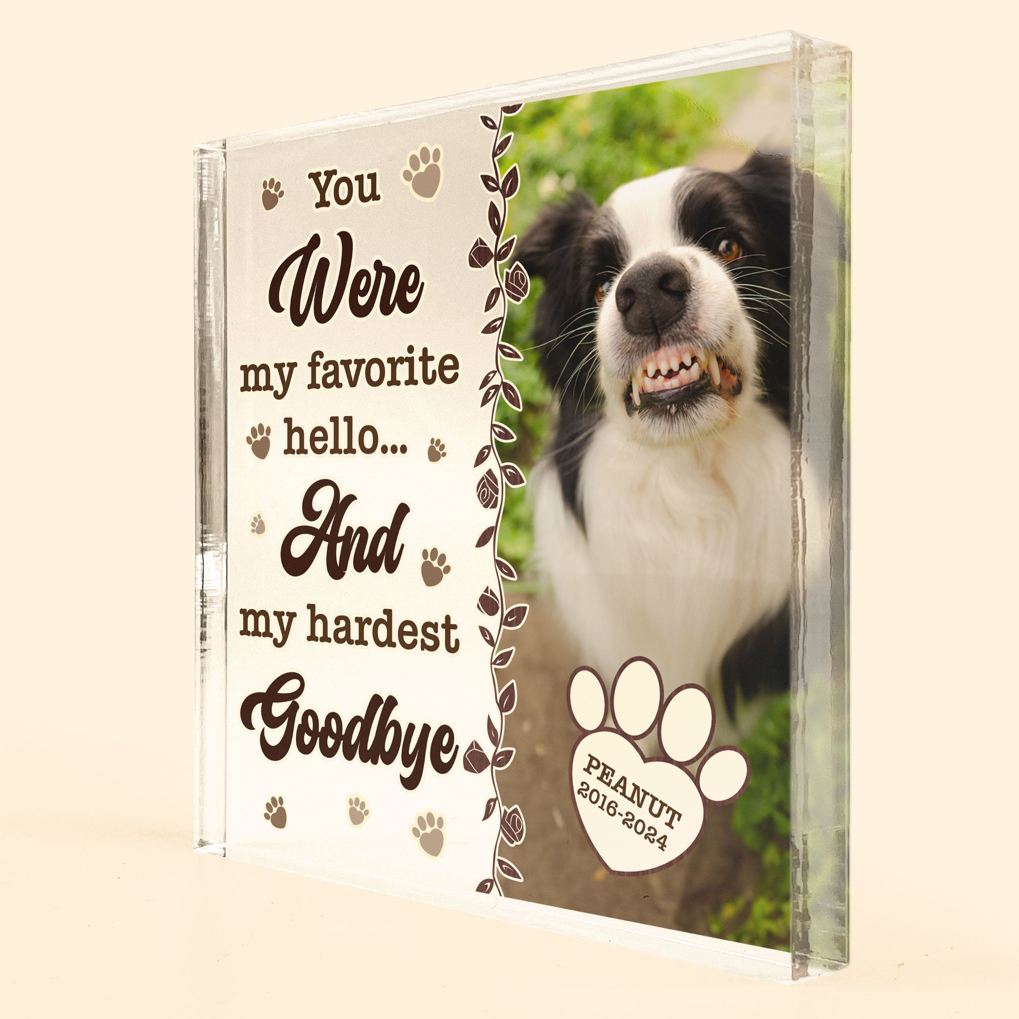 Pet Loss You Were My Favorite Hello - Personalized Acrylic Photo Plaque - Image 4
