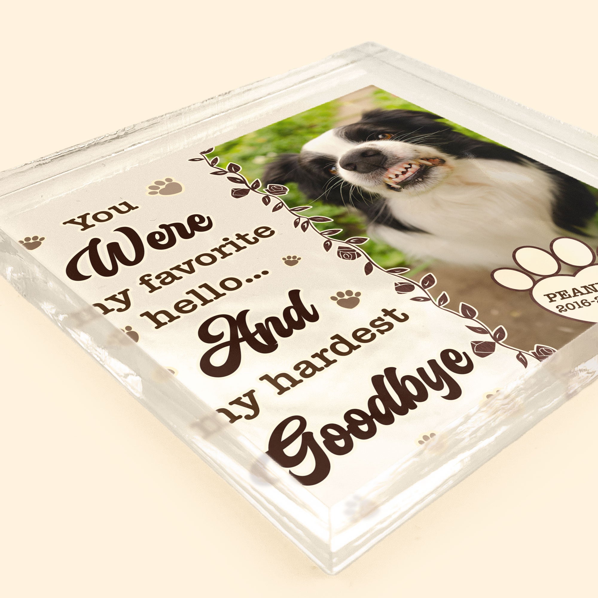 Pet Loss You Were My Favorite Hello - Personalized Acrylic Photo Plaque - Image 5