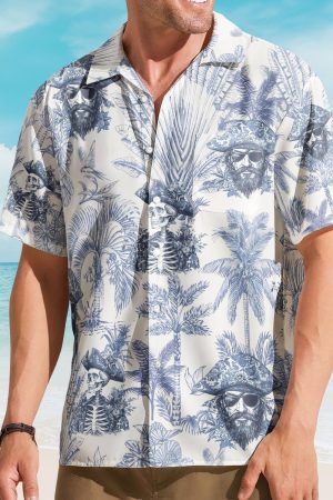 Pirate Shark Jellyfish Turtle Lobster Toile De Jouy - Personalized Hawaiian Shirt