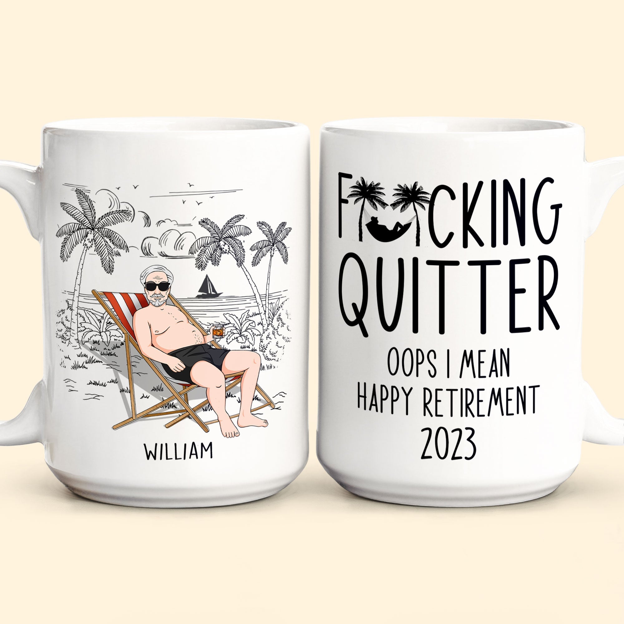 Quitter Oops Mean Happy Retirement - Personalized Mug - Image 8
