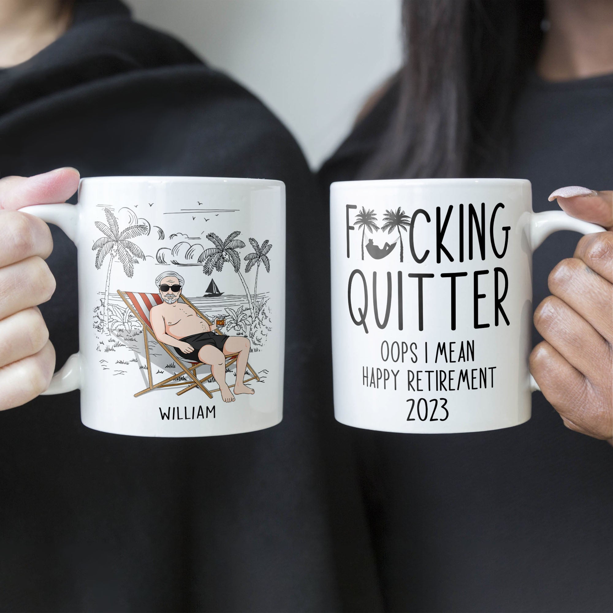 Quitter Oops Mean Happy Retirement - Personalized Mug - Image 2