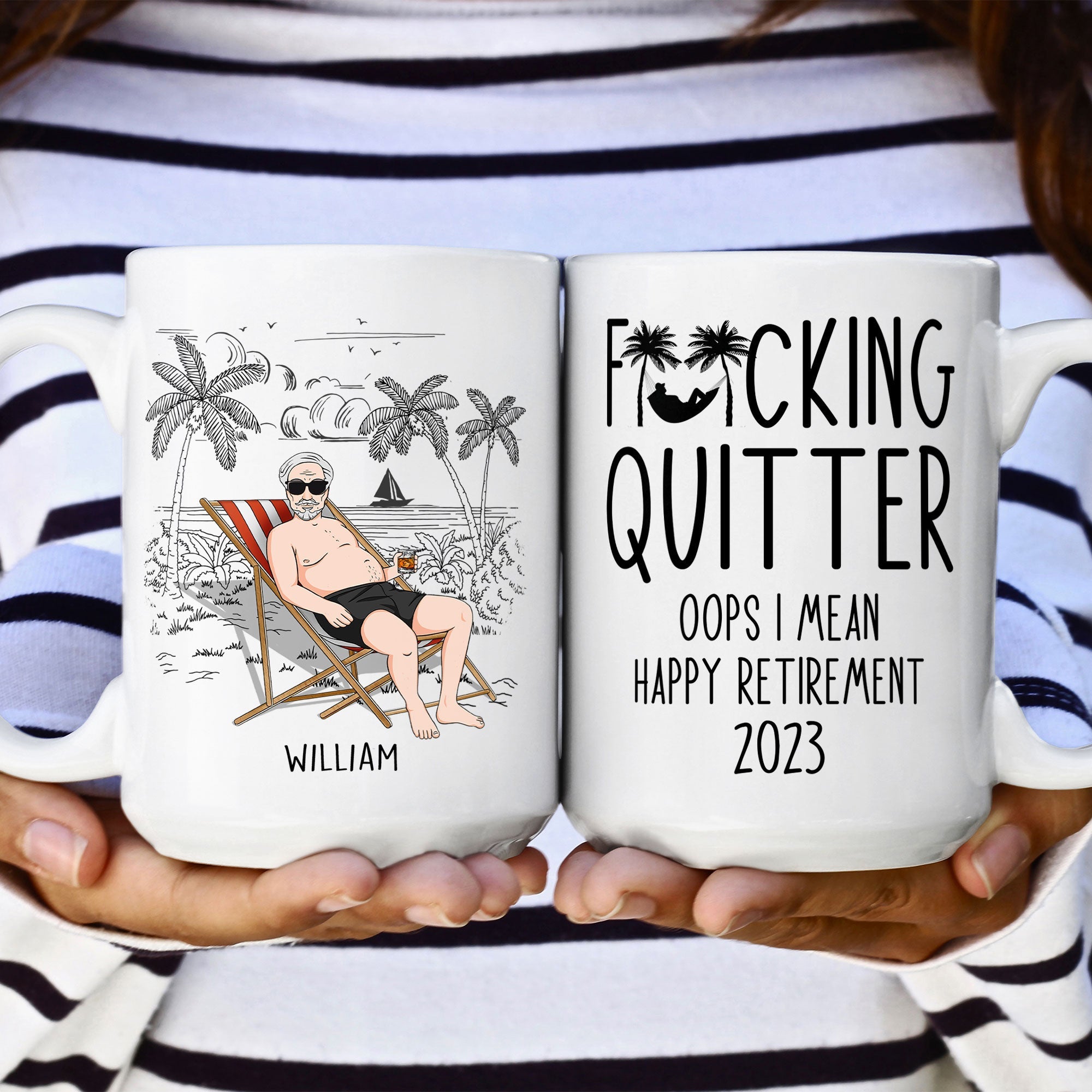 Quitter Oops Mean Happy Retirement - Personalized Mug - Image 9