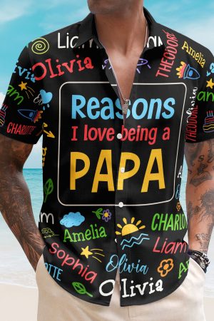 Reasons I Love Being A Papa - Personalized Hawaiian Shirt