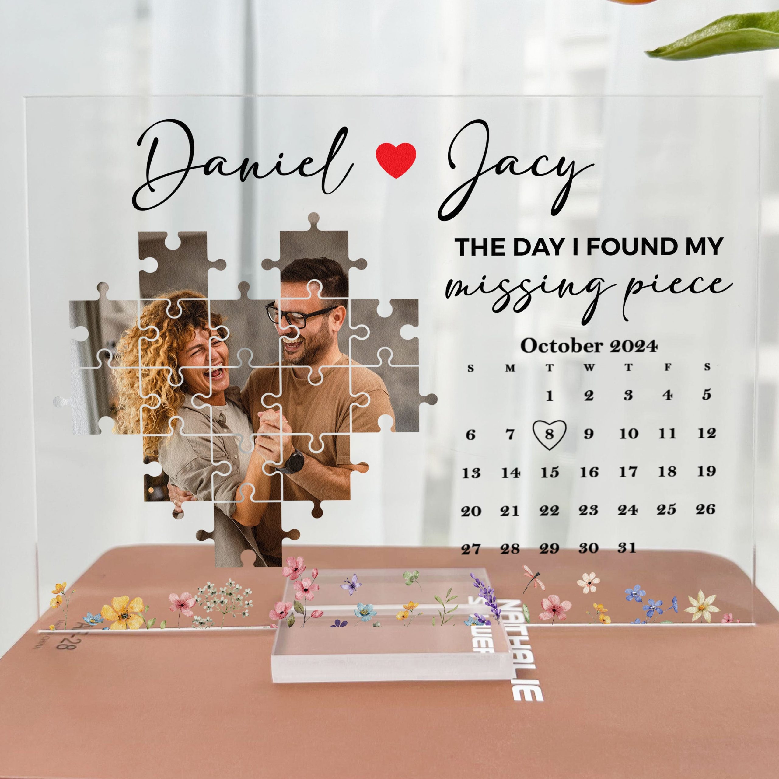 The Day I Found My Missing Piece Custom Calendar - Personalized Acrylic Photo Plaque - Image 2