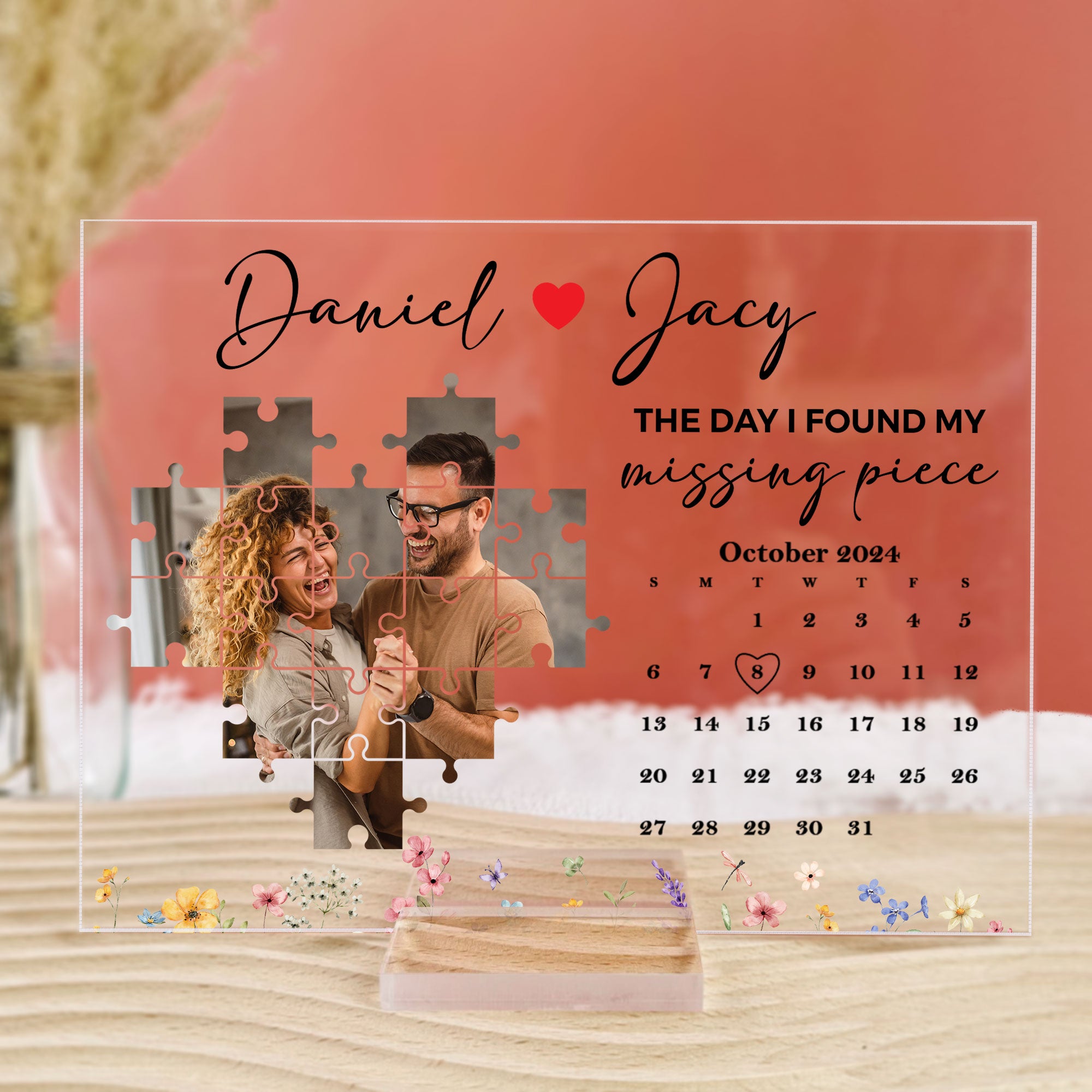 The Day I Found My Missing Piece Custom Calendar - Personalized Acrylic Photo Plaque - Image 4