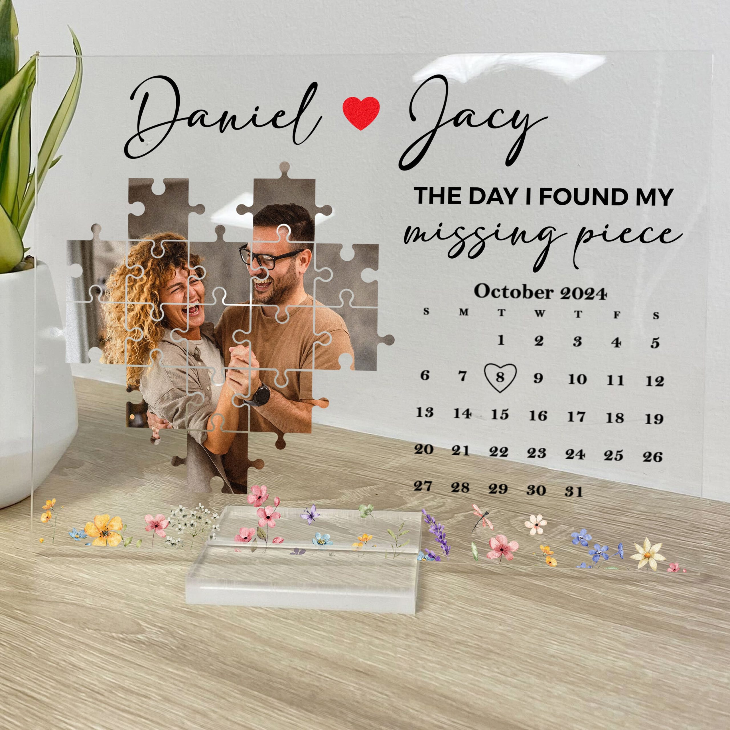 The Day I Found My Missing Piece Custom Calendar - Personalized Acrylic Photo Plaque - Image 5
